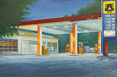 Rote Tankstelle 2, 2022, Öl auf Leinwand, 40 x 60 cm