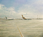 Flughafen (Qantas), 2011, Öl auf Leinwand, 105 x 120 cm