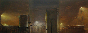El Entrego, 1987, Öl auf Hartfaser, 34 x 90 cm