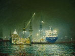 Schiffbau (Hamburg), 2010, Öl auf Lw. 30 x 40 cm